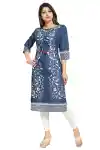 Pristine-Floral-Printed-Denim-Kurti-with-Pom-Pom-and-Bead-Accessory