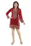 Graceful-Maroon-Short-Fine-Georgette-Tunic-with-Intricate-Embroidery-for-Enthic-Lovers