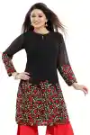 Black-Pakistani-Style-Embroidered-Short-Kurti-For-Women