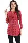 Supreme-Style-Red-Rayon-Cotton-Geometric-Print-Short-Tunic-Top