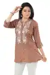 Cheeku-Beige-Silky-Print-Chickan-Embroidery-Short-Tunic