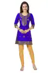 Golden-Threads:-Celebrating-Festivities-in-Banarasi-Jacquard-Kurti-Tunic-Blue-Color