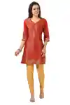 Golden-Threads:-Celebrating-Festivities-in-Banarasi-Jacquard-Kurti-Tunic-Red