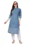 Pristine-Floral-Printed-Denim-Kurti-With-Thread-Work