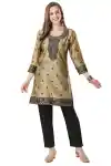 Golden-Threads:-Celebrating-Festivities-in-Banarasi-Jacquard-Kurti-Tunic-Gold-Color