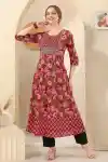 Maroon-Jaipuri-Cotton-Print-Anarkali-For-Women-With-Zari-Embroidery